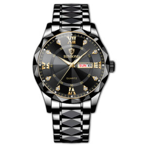BINBOND Top Brand Luxury Man Wristwatch Waterproof Luminous Date Week Men Watches Stainless Steel Quartz Men’s Watch Male reloj