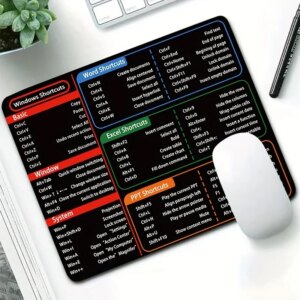 Mouse Mat Office Software Shortcut Key Mouse Pad Small 22x18cm Excel Word PPT Shortcuts – Easy Access to Office Tools Mousepad