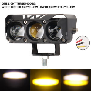 Motorcycle LED Lens Spotlights Auxiliary Fog Light High Power Dual Color Headlight Driving Lamp for Motorcycle ATV SUV