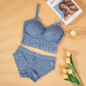 Women’s Bra Set Sexy Beauty Back Tops Lace Push-up Bras and Panty Sets Wire Free Lingerie Solid Padded Intimates Underwear