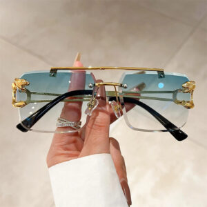 1pcs Retro Frameless MEN’S AND WOMEN’S Sunglasses, Fashionable, Nickel Double-layer, UV400