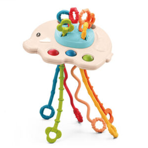Development Baby Rattle Teether Toys Montessori Silicone Pull String Games Baby Toys 1 Year Teething Toys For Babies 6 12 Months