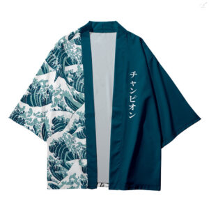 Men Casual Kimono Style Paisley & Japanese Letter Print Haori Yukata Cardigan Summer Women Harajuku Loose Fit Open Front Shirt