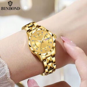 BINBONG Women Watches Luxury Fashion Ladies Quartz Watch Waterproof Luminous Date Stainless Stain Wristwatch Girlfriend Gift