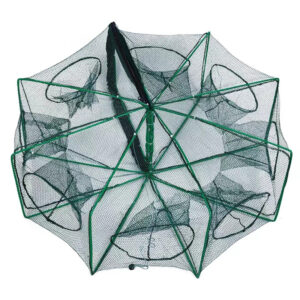 1pc Foldable 8-Hole Fishing Net for Catching Shrimp, Crab, Lobster, and Fish – Lightweight and Durable Trap for Easy Fishing