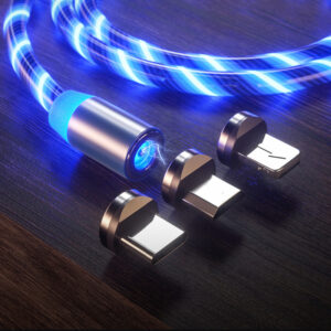 Tutew Magnetic Flow Luminous Lighting Charging Mobile Phone Cable Cord Charger Wire For Samaung LED Micro USB Type C For Iphone