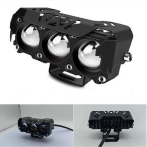 Motorcycle LED Spotlight Dual Color Hi/Low Beam Fog Lamps for Car Trucks SUV UTV 12V 24VMini Lens Headlight Driving Light