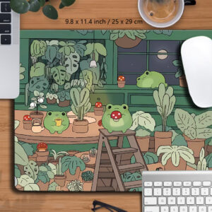 Laptop Mouse Pad Kawaii frogs Deskmat Large Pc Gamer Mousepad Cute Gaming Keyboard Carpet Cartoon Aesthetic Cozi Lofi Plant Rug