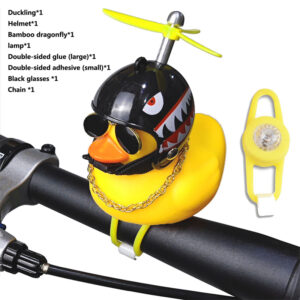 Bicycle Yellow Duck Cartoon Little Yellow Ducks Helmet Head Light Shining Duck Bicycle Bells Handlebar Bicycle Accessories