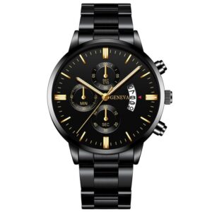 Fashion Men Black Stainless Steel Watch Luxury Calendar Quartz Wrist Watch Mens Business Watches for Man Clock Relogio Masculino