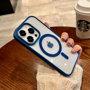 Luxury Shockproof Magsafe Wireless Charge Case for iPhone 15 14 Plus 13 12 Mini 11 Pro X XR XS Max Clear Magnetic Bumper Cover