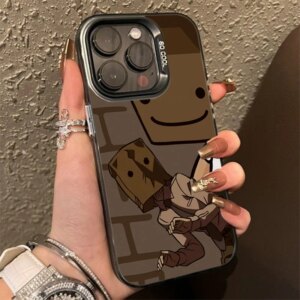 Cartoon Paper Man Pattern Electroplated Phone Case For iPhone 15 Pro Max 14 13 12 11 XS XR X 7 8 Plus SE 3 2022 Matte Hard Cover