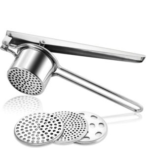 LMETJMA Stainless Steel Potato Ricer Manual Potato Masher With 3 Interchangeable Discs Fruit Juicer Lemon Squeezer KC0442