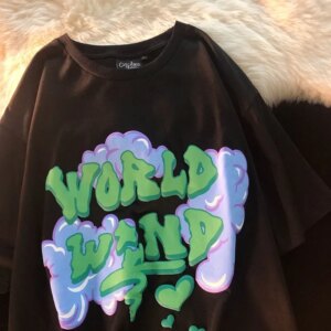 Summer Oversize Street Short Sleeve Women T-shirt Ins Trendy Loose Female Clothing Top Y2k T-shirt Graphic Streetwear