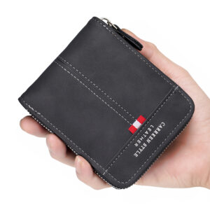 New Men’s Wallet Short, Large Capacity, Fashionable Retro, Three Fold Bag, Personalized Zipper, Multi Card Position Chain, Small