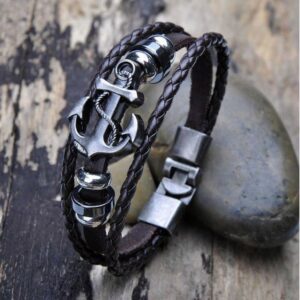 Trendy Multilayer Leather Braided Bracelets Anchor Viking Men’s Bracelet Jewelry New Fashion Vintage Punk Accessorie Party Gifts