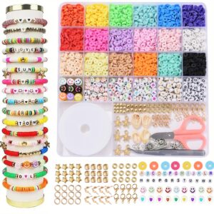 6MM Polymer Clay Beads Set Rainbow Color Flat Chip Beads For Bracelet Necklce Making Letter Beads Accessories Kit DIY