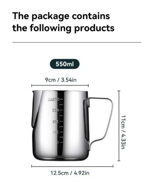 WORTHBUY Milk Frothing Jug Espresso Coffee Cup With Scale Thickened Stainless Steel Milk Pitcher For Latte Art Coffee Accessorie