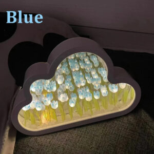 Cloud Tulip Night Light Handmade DIY Material Flower Home Decor Mirror Creative Atmosphere Lamp Birthday Gift Valentine’s Day