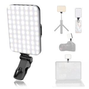 LED Selfie Light 60 High-quality LED Beads 2200mAh Rechargeable CRI 97+, 7 Light Modes Portable on Light for Phone/Tablet/Laptop