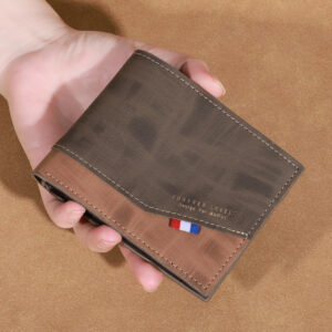 Men’s high-capacity leather wallet, small multi slot photo wallet for coins, vintage wallet