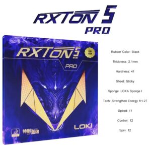 LOKI RXTON 5 PRO Table Tennis Rubber for Racket Sticky and Pimples-in ITTF Approved Ping Pong Rubber with High Density Sponge