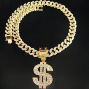 Men Women Hip Hop Dollar Pendant Necklace with 13mm Cuban Chain Hiphop Iced out pendants Necklaces Fashion Punk Jewelry Gifts