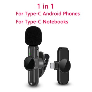 K9 Professional Microphone Wireless Lavalier Microphone for Android Type C iPhone Live Broadcast Gaming Recording Interview Vlog