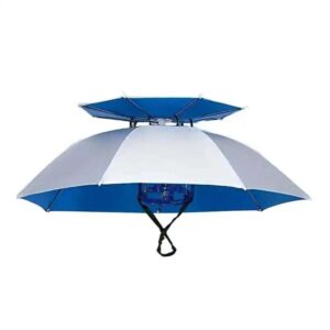 1pc Silver Double Layer Head Wearing Umbrella Cap, Outdoor Folding Umbrella for Men and Women Outdoor Tools