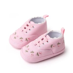 Baby Girl Shoes Newborn Canvas Embroidered Casual Soft Sole Toddler First Walkers 0-18 Months