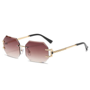 Retro Sunglasses Women Brand Designer Rimless Polygon Sun Glasses Fashion Shades Square Cutting Lens Ladies Frameless Eyeglasses