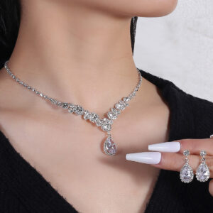 3pcs Women’s Jewelry Set Rhinestone Earrings Necklace New Wedding Party Luxury Fashion Accessories