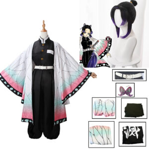 Anime Demon Slayer Kochou Shinobu Cosplay Costume Kimetsu No Yaiba Kochou Uniforms Wigs Hairs Halloween For Kids Adult Cos Party