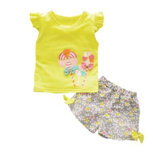 2PCS Baby Girl Clothes Set Sleeveless Windmill Printed Vest Top +Floral Shorts Summer Outfit for Toddler Girl 0-3Y