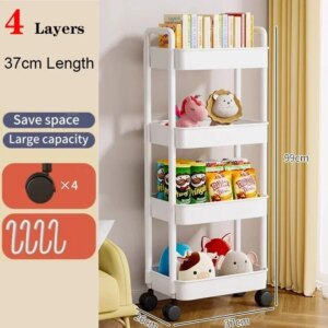 Mobile Bookshelf Trolley Household Kitchen Organizers And Storage Rack Home Bathroom Cart With Wheels Living Room Snacks Shelves