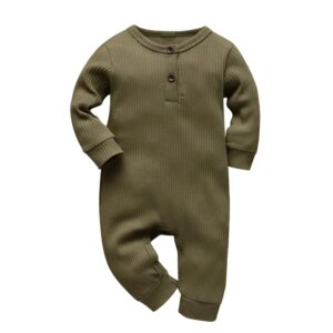 Newborn Infant Baby Boys Girls Romper Cotton Knitted Ribbed Long Sleeve Solid Jumpsuit Toddler Clothes Outfits