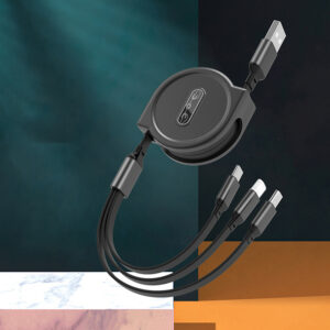 Retractable 3 in 1 Data Line Macaron Color for IPhone14 Xiaomi Macbook HUAWEI Large Round Shell Multifunction USB Charging Cable