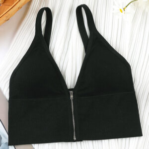 Women’s Cotton Underwear Tube Top Bra Sexy Solid Color Top Women’s Sports Bra Fashion Push Up Bra Lingerie Female V-Neck Tank Up