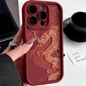 Luxury Trendy Ancient East Dragon Soft Phone Case For iPhone 11 12 13 14 15 Pro Max XR XS X 7 8 Plus SE 2020 Silicone Cover Y2k