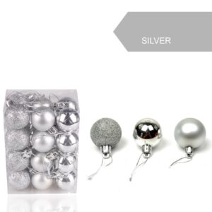 24pcs 30mm Christmas Xmas Tree Ball Bauble Hanging Home Party Ornament Decor Tree Decoration Balls Party Hanging Pendant Navidad