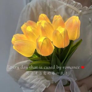 Tulip Simulation Flower Luminous LED Tulip Bouquet Tulip Night Lamp Christmas Gift Valentine’s Day Flower Photo Prop Home Decor