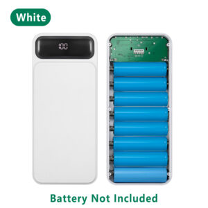 Battery Bank Case Portable DIY 8×18650 Power Bank Box with 2 USB Output/Micro and Type C Input for phones/tablets/switch
