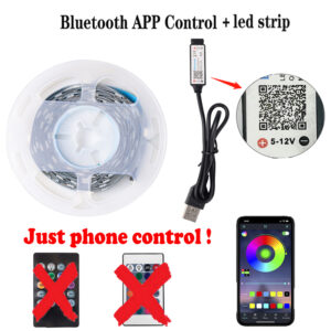 1-15m RGB LED Strip Lights Bluetooth App Remote Control 5V USB Music Sync Party Atmosphere TV Backlight for Christmas Home Decor