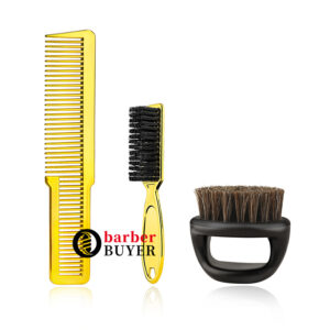 CESTOMEN Salon Electroplated Hair Clipper Comb Set Barber Hair Cleaning Neck Brush Ring Beard Brush Stylist Styling Comb Set
