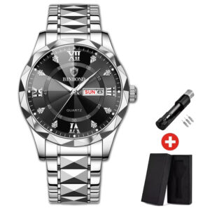 BINBOND Top Brand Luxury Man Wristwatch Waterproof Luminous Date Week Men Watches Stainless Steel Quartz Men’s Watch Male reloj