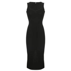 CIBBAR Basic Knit Long Dress Korean Fashion Square Collar Sleeveless Women’s Dresses Summer Casual Y2k Vintage All-match Outftis
