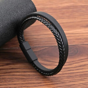 1PC Men’s Multi -color Double -layer PU Leather Bracelet, Men’s Bracelet, Showing Men’s Charm.