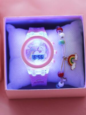 Kid’s Luminous Alarm Clock Electronic Multi-function Color Leisure Sports Electronic Watch Student Watch Send Bracelet