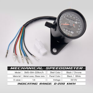 KKMOON Cafe Racer Retro Custom Motorcycle Mechanical Speedometer with LED Indicator Odometer 220km/h