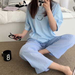 Women’s 2-Piece Pajamas Homewear Spring And Autumn Pajamas Summer Pajamas Women’s Short-Sleeved Trousers Casual Homewear Sets